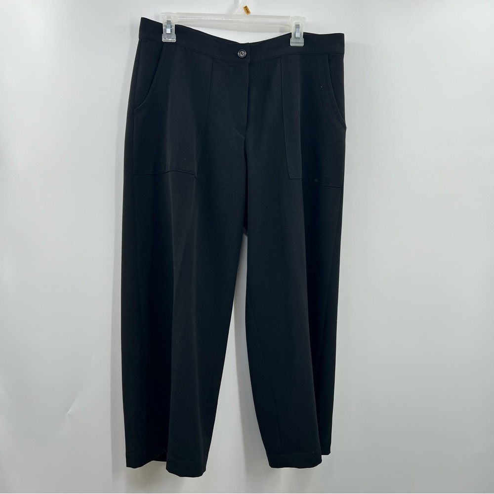 Clara Sun Woo Pants Womens L Black Wide Leg Stretch Career Trousers Pockets